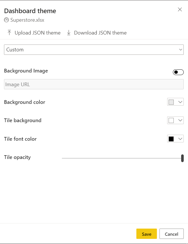 Tema del panel de Power BI