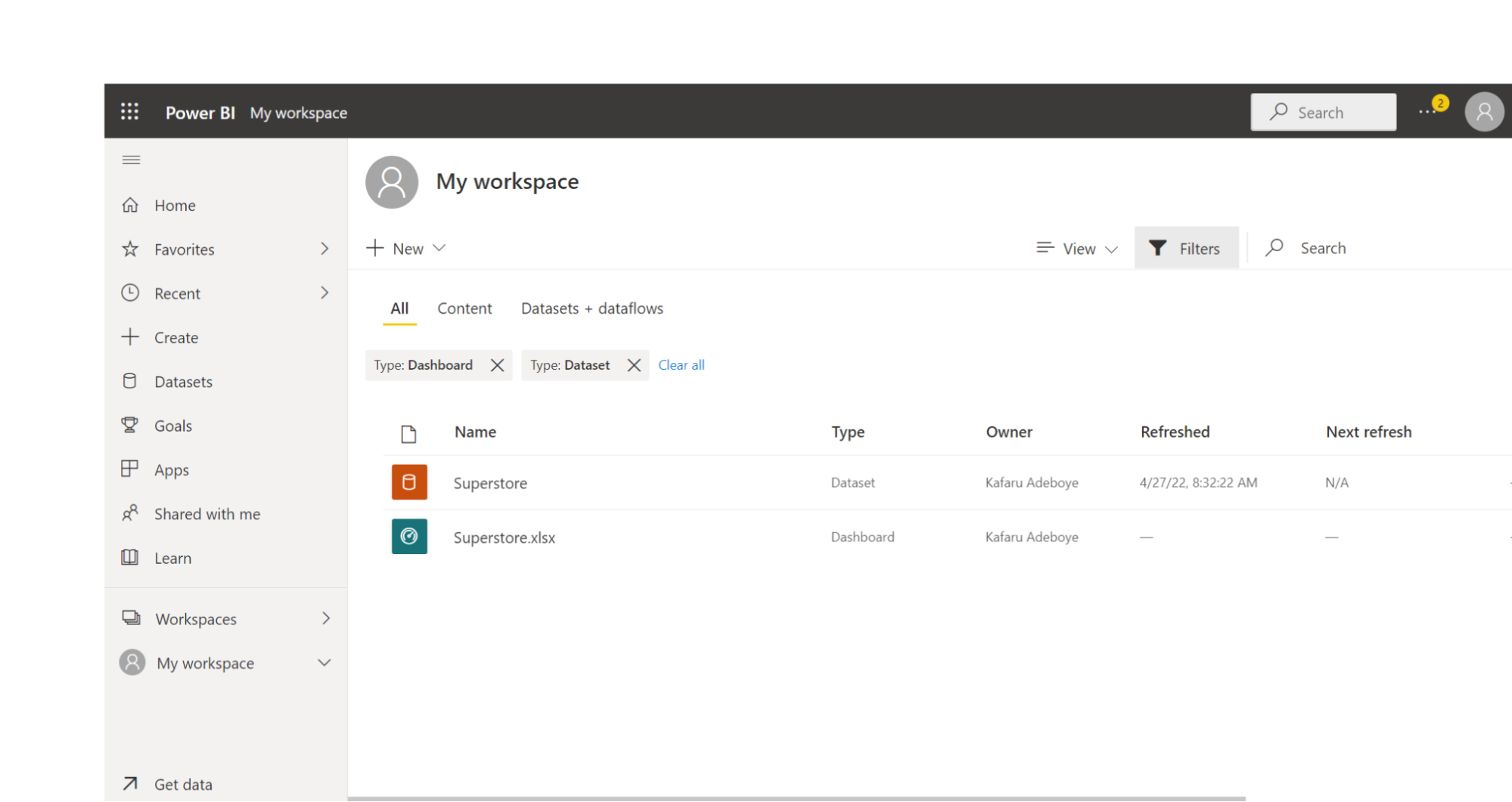 Área de trabajo de Power BI