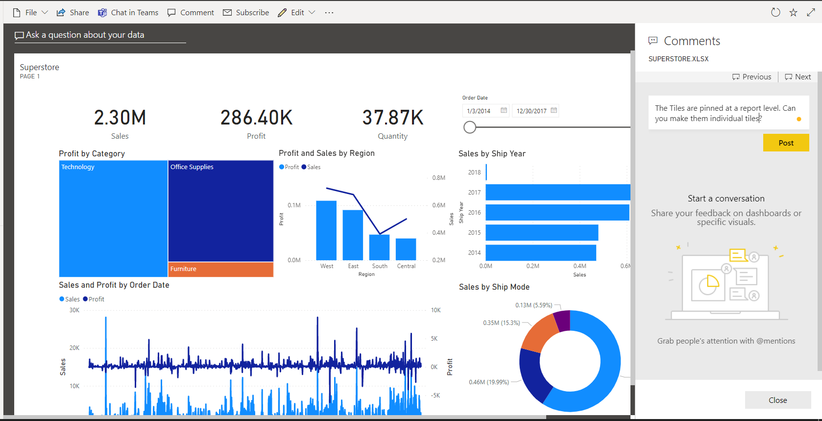 Comments de Power BI