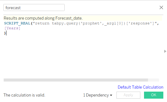 Forecast calculated field