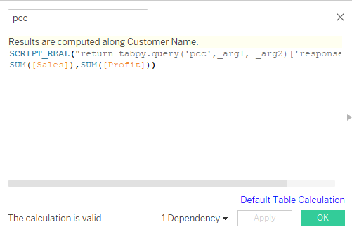 PCC calculated Field