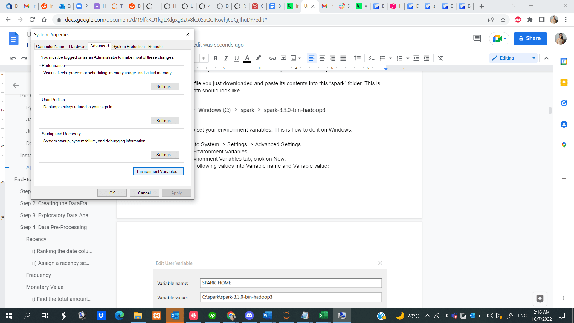Variables d'environnement