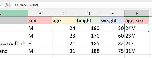 Excel CONCATENATE