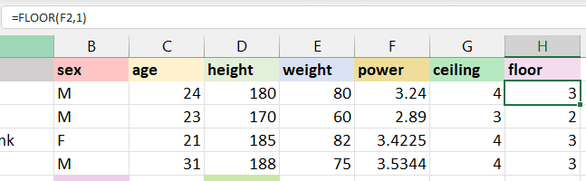 Excel FLOOR