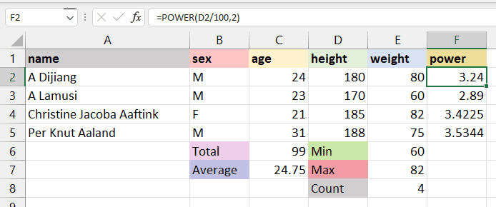Excel POWER