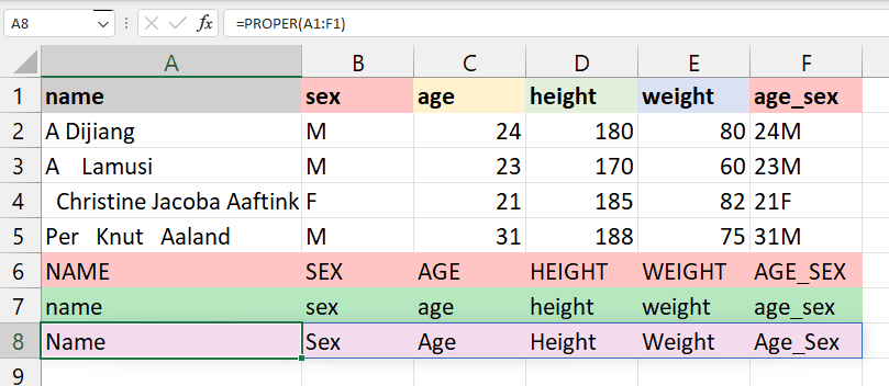 Excel PROPER