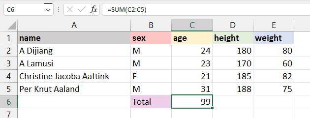 Excel SUM