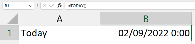 Excel TODAY