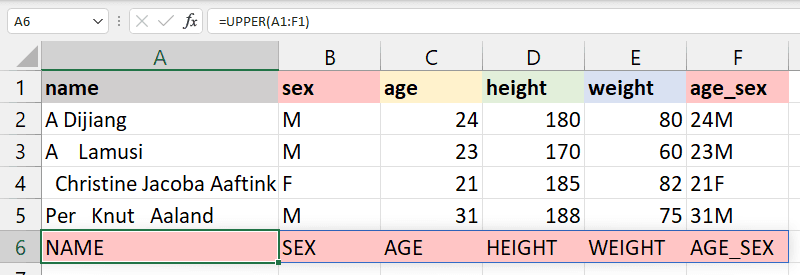 Excel UPPER