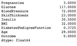 Printing the median of columns in pandas