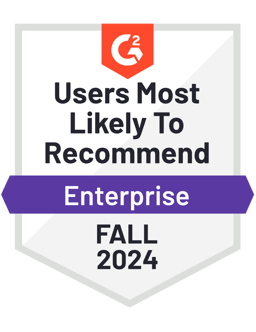 Users Most Likely to Recommend - Enterprise - Fall 2024 (G2 badge)