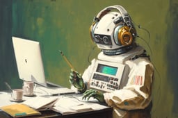 An AI transcribes audio to text