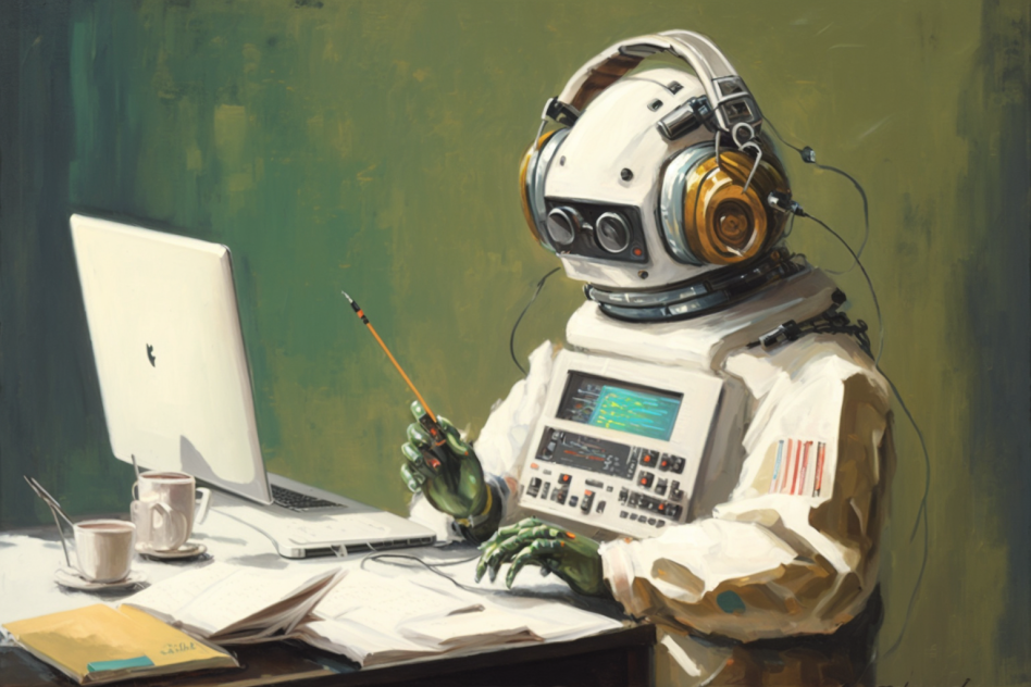An AI transcribes audio to text