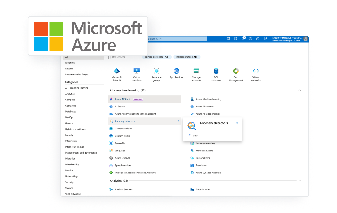 Microsoft Azure screen